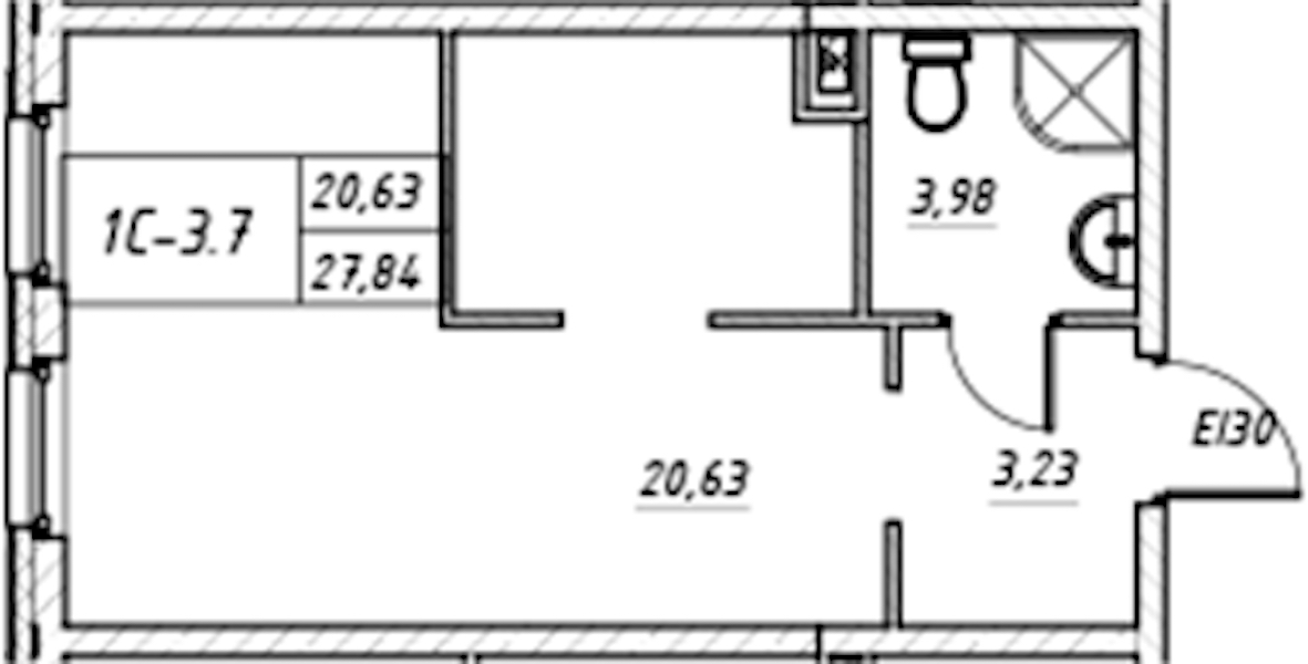 Квартира студия 27.84 м², 2/17 эт., Комплекс апартаментов «Zoom на Неве»